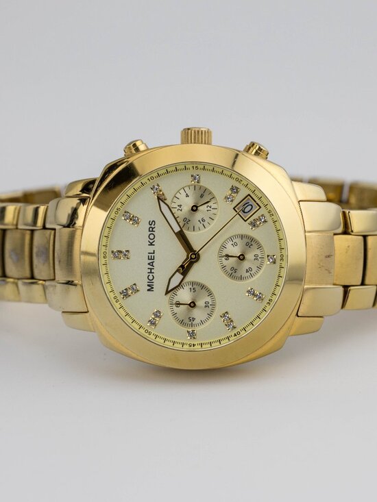 Michael Kors MK-5132 Crystal Chronograph Watch Women\'s New Battery main image 6